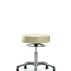 Vinyl Stool without Back Chrome - Desk Height with Stationary Glides in Adobe White Trailblazer Vinyl - VDHSO-CR-RG-8501
