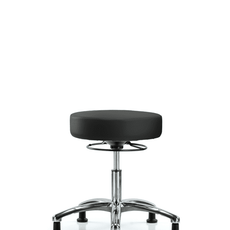 Vinyl Stool without Back Chrome - Desk Height with Stationary Glides in Black Trailblazer Vinyl - VDHSO-CR-RG-8540