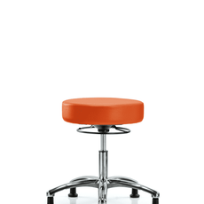 Vinyl Stool without Back Chrome - Desk Height with Stationary Glides in Orange Kist Trailblazer Vinyl - VDHSO-CR-RG-8613