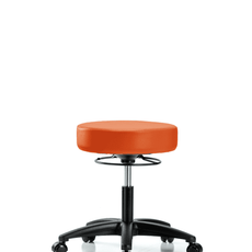 Vinyl Stool without Back - Desk Height with Casters in Orange Kist Trailblazer Vinyl - VDHSO-RG-RC-8613