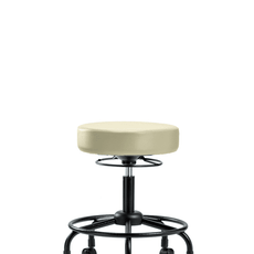Vinyl Stool without Back - Desk Height with Round Tube Base & Casters in Adobe White Trailblazer Vinyl - VDHSO-RT-RC-8501
