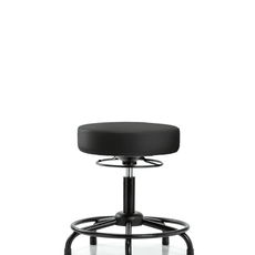 Vinyl Stool without Back - Desk Height with Round Tube Base & Stationary Glides in Black Trailblazer Vinyl - VDHSO-RT-RG-8540