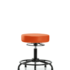 Vinyl Stool without Back - Desk Height with Round Tube Base & Stationary Glides in Orange Kist Trailblazer Vinyl - VDHSO-RT-RG-8613