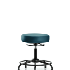 Vinyl Stool without Back - Desk Height with Round Tube Base & Stationary Glides in Marine Blue Supernova Vinyl - VDHSO-RT-RG-8801