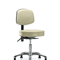 Vinyl Stool with Back Chrome - Desk Height with Stationary Glides in Adobe White Trailblazer Vinyl - VDHST-CR-T0-RG-8501