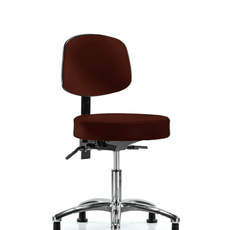 Vinyl Stool with Back Chrome - Desk Height with Stationary Glides in Burgundy Trailblazer Vinyl - VDHST-CR-T0-RG-8569