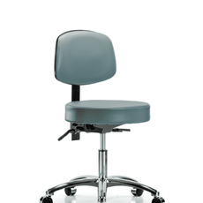 Vinyl Stool with Back Chrome - Desk Height with Seat Tilt & Casters in Storm Supernova Vinyl - VDHST-CR-T1-CC-8822