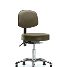 Vinyl Stool with Back Chrome - Desk Height with Seat Tilt & Stationary Glides in Marine Blue Supernova Vinyl - VDHST-CR-T1-RG-8809