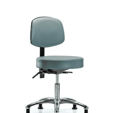 Vinyl Stool with Back Chrome - Desk Height with Seat Tilt & Stationary Glides in Storm Supernova Vinyl - VDHST-CR-T1-RG-8822