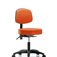 Vinyl Stool with Back - Desk Height with Casters in Orange Kist Trailblazer Vinyl - VDHST-RG-T0-RC-8613