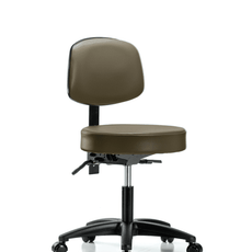 Vinyl Stool with Back - Desk Height with Casters in Marine Blue Supernova Vinyl - VDHST-RG-T0-RC-8809