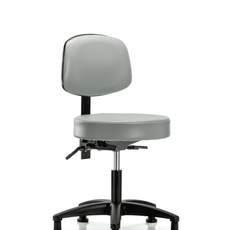 Vinyl Stool with Back - Desk Height with Stationary Glides in Sterling Supernova Vinyl - VDHST-RG-T0-RG-8840