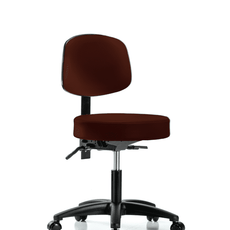 Vinyl Stool with Back - Desk Height with Seat Tilt & Casters in Burgundy Trailblazer Vinyl - VDHST-RG-T1-RC-8569