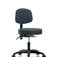 Vinyl Stool with Back - Desk Height with Seat Tilt & Casters in Imperial Blue Trailblazer Vinyl - VDHST-RG-T1-RC-8582