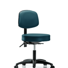 Vinyl Stool with Back - Desk Height with Seat Tilt & Casters in Marine Blue Supernova Vinyl - VDHST-RG-T1-RC-8801