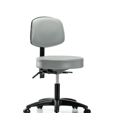 Vinyl Stool with Back - Desk Height with Seat Tilt & Casters in Sterling Supernova Vinyl - VDHST-RG-T1-RC-8840