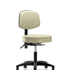Vinyl Stool with Back - Desk Height with Seat Tilt & Stationary Glides in Adobe White Trailblazer Vinyl - VDHST-RG-T1-RG-8501