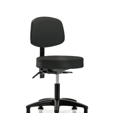 Vinyl Stool with Back - Desk Height with Seat Tilt & Stationary Glides in Black Trailblazer Vinyl - VDHST-RG-T1-RG-8540