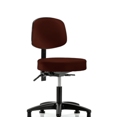 Vinyl Stool with Back - Desk Height with Seat Tilt & Stationary Glides in Burgundy Trailblazer Vinyl - VDHST-RG-T1-RG-8569