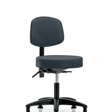 Vinyl Stool with Back - Desk Height with Seat Tilt & Stationary Glides in Imperial Blue Trailblazer Vinyl - VDHST-RG-T1-RG-8582