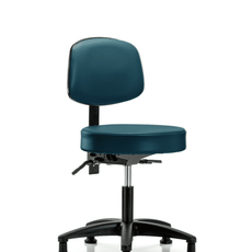 Vinyl Stool with Back - Desk Height with Seat Tilt & Stationary Glides in Marine Blue Supernova Vinyl - VDHST-RG-T1-RG-8801