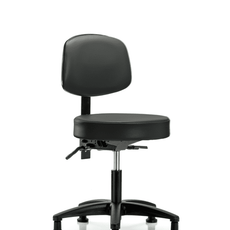 Vinyl Stool with Back - Desk Height with Seat Tilt & Stationary Glides in Carbon Supernova Vinyl - VDHST-RG-T1-RG-8823