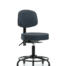 Vinyl Stool with Back - Desk Height with Round Tube Base & Stationary Glides in Imperial Blue Trailblazer Vinyl - VDHST-RT-T0-RG-8582