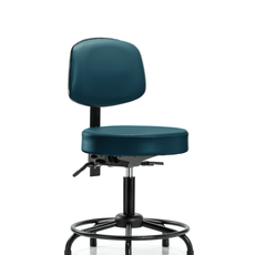 Vinyl Stool with Back - Desk Height with Round Tube Base & Stationary Glides in Marine Blue Supernova Vinyl - VDHST-RT-T0-RG-8801