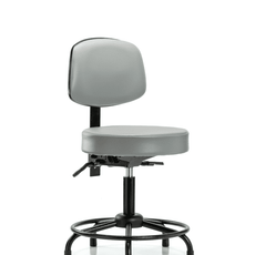 Vinyl Stool with Back - Desk Height with Round Tube Base & Stationary Glides in Sterling Supernova Vinyl - VDHST-RT-T0-RG-8840