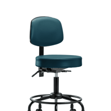 Vinyl Stool with Back - Desk Height with Round Tube Base, Seat Tilt, & Casters in Marine Blue Supernova Vinyl - VDHST-RT-T1-RC-8801