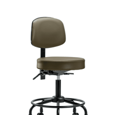 Vinyl Stool with Back - Desk Height with Round Tube Base, Seat Tilt, & Casters in Marine Blue Supernova Vinyl - VDHST-RT-T1-RC-8809