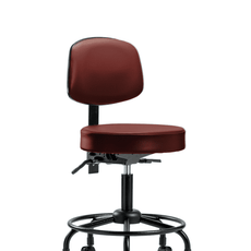 Vinyl Stool with Back - Desk Height with Round Tube Base, Seat Tilt, & Casters in Taupe Supernova Vinyl - VDHST-RT-T1-RC-8815