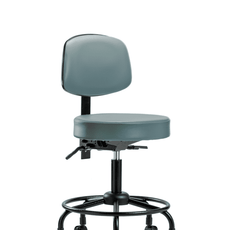 Vinyl Stool with Back - Desk Height with Round Tube Base, Seat Tilt, & Casters in Storm Supernova Vinyl - VDHST-RT-T1-RC-8822