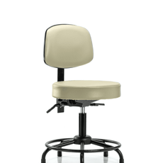 Vinyl Stool with Back - Desk Height with Round Tube Base, Seat Tilt, & Stationary Glides in Adobe White Trailblazer Vinyl - VDHST-RT-T1-RG-8501