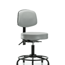 Vinyl Stool with Back - Desk Height with Round Tube Base, Seat Tilt, & Stationary Glides in Dove Trailblazer Vinyl - VDHST-RT-T1-RG-8567