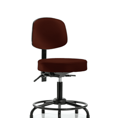 Vinyl Stool with Back - Desk Height with Round Tube Base, Seat Tilt, & Stationary Glides in Burgundy Trailblazer Vinyl - VDHST-RT-T1-RG-8569