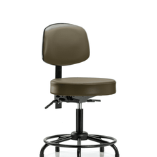 Vinyl Stool with Back - Desk Height with Round Tube Base, Seat Tilt, & Stationary Glides in Marine Blue Supernova Vinyl - VDHST-RT-T1-RG-8809