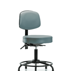 Vinyl Stool with Back - Desk Height with Round Tube Base, Seat Tilt, & Stationary Glides in Storm Supernova Vinyl - VDHST-RT-T1-RG-8822