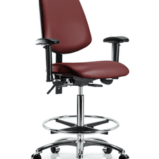 Vinyl Chair Chrome - High Bench Height with Medium Back, Adjustable Arms, Chrome Foot Ring, & Casters in Borscht Supernova Vinyl - VHBCH-MB-CR-T0-A1-CF-CC-8815