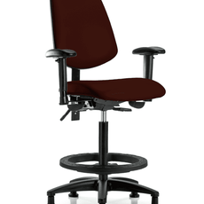 Vinyl Chair - High Bench Height with Medium Back, Seat Tilt, Adjustable Arms, Black Foot Ring, & Stationary Glides in Burgundy Trailblazer Vinyl - VHBCH-MB-RG-T1-A1-BF-RG-8569