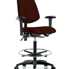 Vinyl Chair - High Bench Height with Medium Back, Seat Tilt, Adjustable Arms, Chrome Foot Ring, & Casters in Burgundy Trailblazer Vinyl - VHBCH-MB-RG-T1-A1-CF-RC-8569