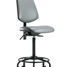 Vinyl Chair - High Bench Height with Round Tube Base, Medium Back, & Casters in Sterling Supernova Vinyl - VHBCH-MB-RT-T0-A0-RC-8840
