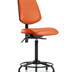 Vinyl Chair - High Bench Height with Round Tube Base, Medium Back, & Stationary Glides in Orange Kist Trailblazer Vinyl - VHBCH-MB-RT-T0-A0-RG-8613