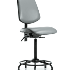 Vinyl Chair - High Bench Height with Round Tube Base, Medium Back, & Stationary Glides in Sterling Supernova Vinyl - VHBCH-MB-RT-T0-A0-RG-8840