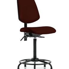 Vinyl Chair - High Bench Height with Round Tube Base, Medium Back, Seat Tilt, & Stationary Glides in Burgundy Trailblazer Vinyl - VHBCH-MB-RT-T1-A0-RG-8569