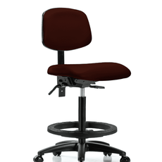 Vinyl Chair - High Bench Height with Black Foot Ring & Casters in Burgundy Trailblazer Vinyl - VHBCH-RG-T0-A0-BF-RC-8569