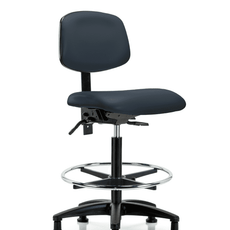 Vinyl Chair - High Bench Height with Chrome Foot Ring & Stationary Glides in Imperial Blue Trailblazer Vinyl - VHBCH-RG-T0-A0-CF-RG-8582