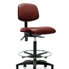 Vinyl Chair - High Bench Height with Chrome Foot Ring & Stationary Glides in Borscht Supernova Vinyl - VHBCH-RG-T0-A0-CF-RG-8815