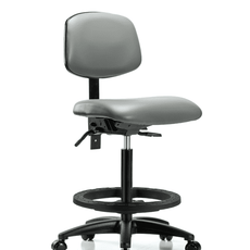 Vinyl Chair - High Bench Height with Seat Tilt, Black Foot Ring, & Casters in Sterling Supernova Vinyl - VHBCH-RG-T1-A0-BF-RC-8840