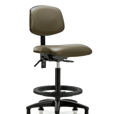 Vinyl Chair - High Bench Height with Seat Tilt, Black Foot Ring, & Stationary Glides in Taupe Supernova Vinyl - VHBCH-RG-T1-A0-BF-RG-8809